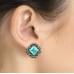 E102AQ Antiqued Silver Aquamarine SQ Diamond Cryst Earrings 106378